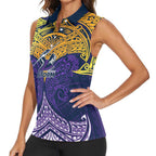 Personalized Melbourne Storm Women Sleeveless Polo Shirt Polynesian Tribal Pattern Style