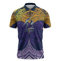 Personalized Melbourne Storm Zipper Polo Shirt Polynesian Tribal Pattern Style