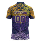 Personalized Melbourne Storm Zipper Polo Shirt Polynesian Tribal Pattern Style