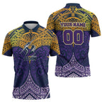 Personalized Melbourne Storm Zipper Polo Shirt Polynesian Tribal Pattern Style
