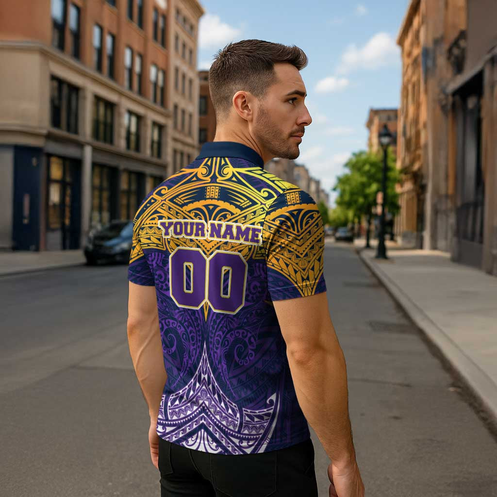 Personalized Melbourne Storm Zipper Polo Shirt Polynesian Tribal Pattern Style