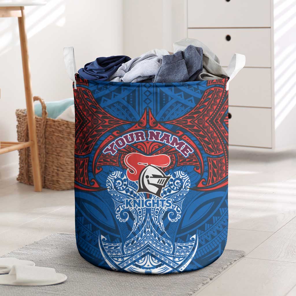 Personalized Newcastle Knights Laundry Basket Polynesian Tribal Pattern Style