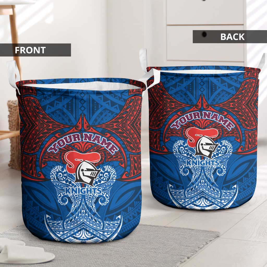 Personalized Newcastle Knights Laundry Basket Polynesian Tribal Pattern Style