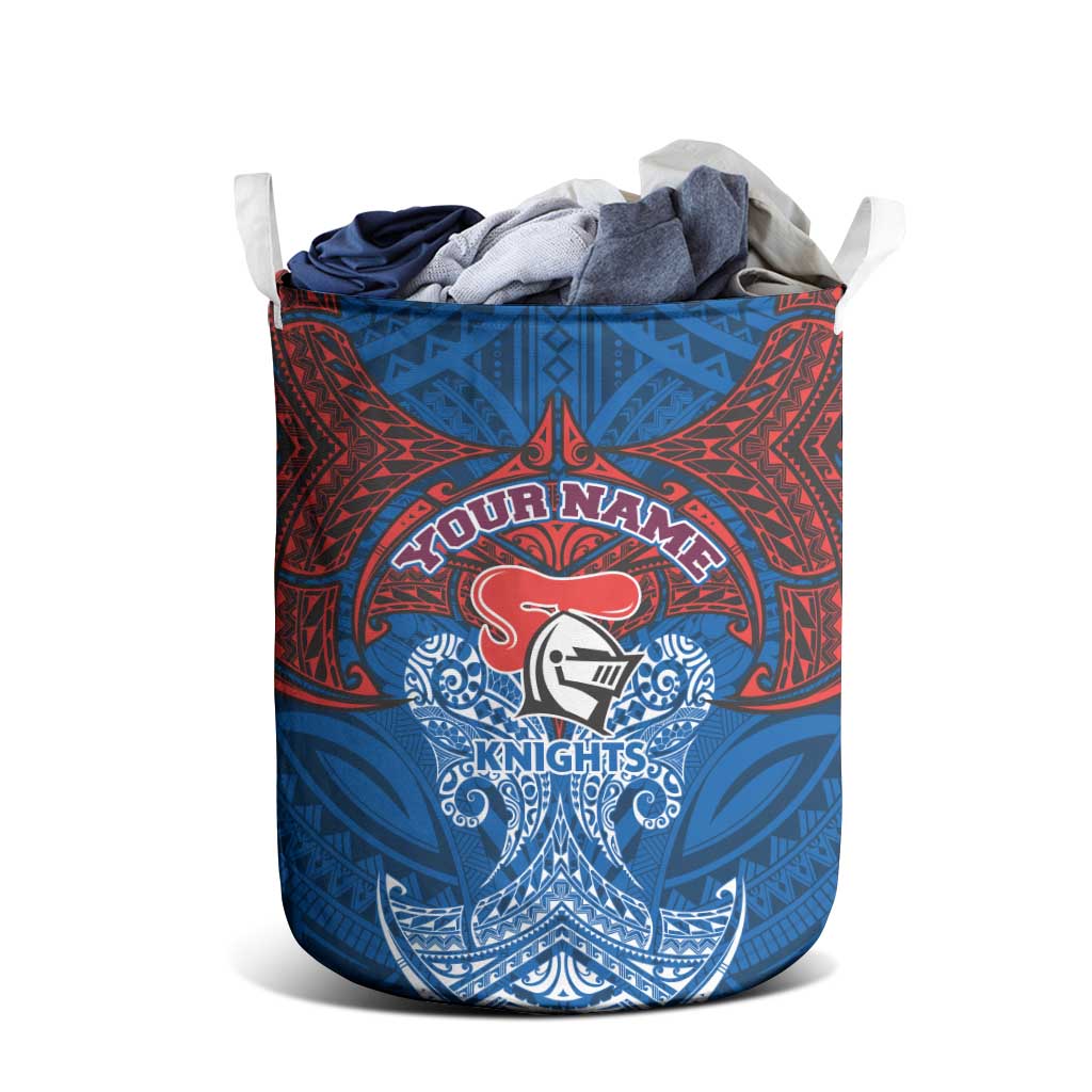 Personalized Newcastle Knights Laundry Basket Polynesian Tribal Pattern Style