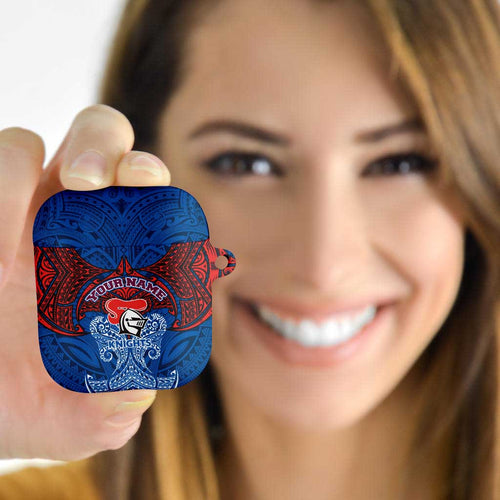 Personalized Newcastle Knights AirPods Case Polynesian Tribal Pattern Style