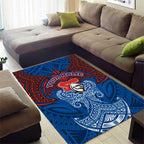Personalized Newcastle Knights Area Rug Polynesian Tribal Pattern Style