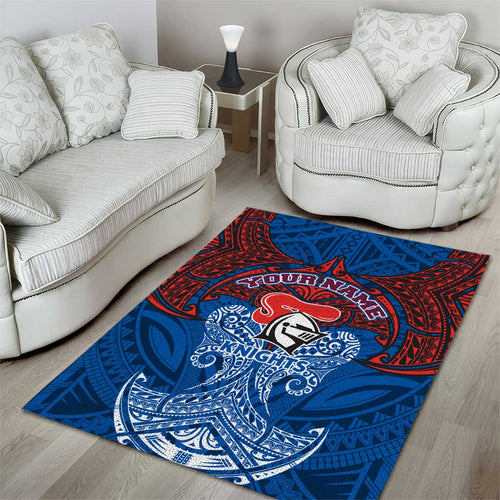 Personalized Newcastle Knights Area Rug Polynesian Tribal Pattern Style