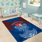 Personalized Newcastle Knights Area Rug Polynesian Tribal Pattern Style