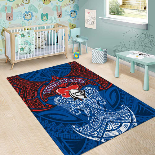 Personalized Newcastle Knights Area Rug Polynesian Tribal Pattern Style