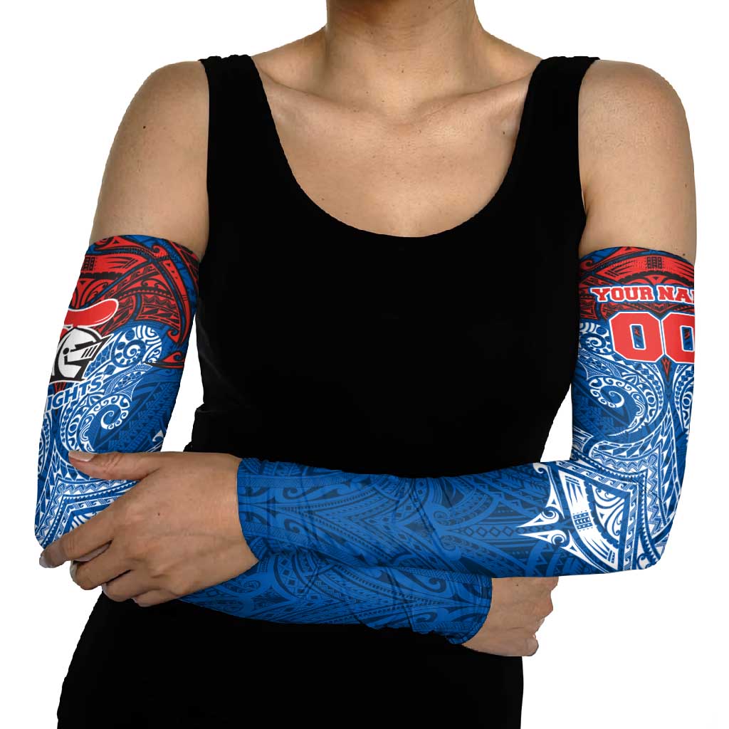 Personalized Newcastle Knights Arm Sleeves Polynesian Tribal Pattern Style