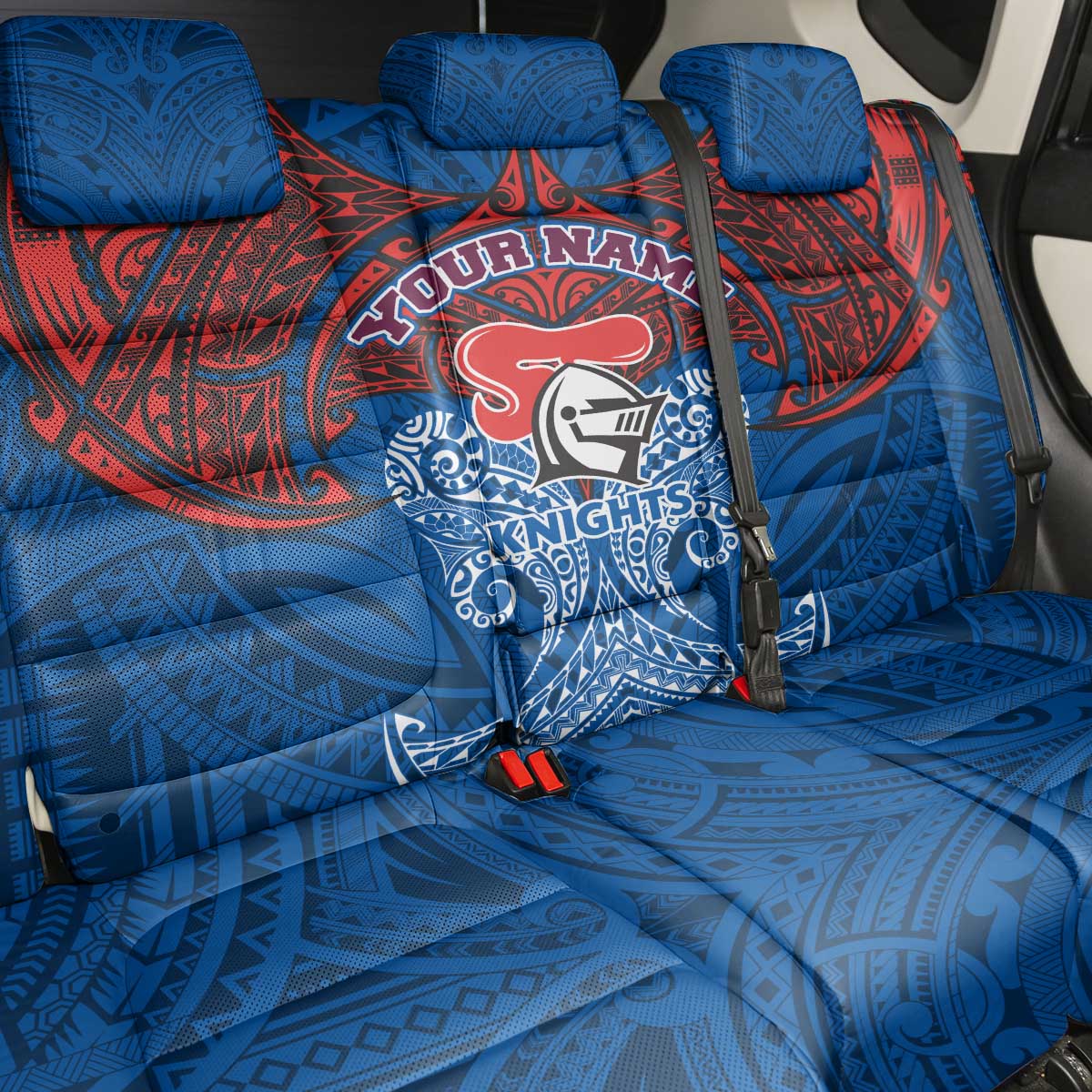 Personalized Newcastle Knights Back Car Seat Cover Polynesian Tribal Pattern Style