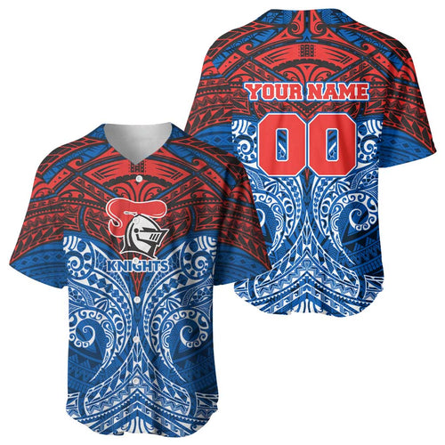 Personalized Newcastle Knights Baseball Jersey Polynesian Tribal Pattern Style