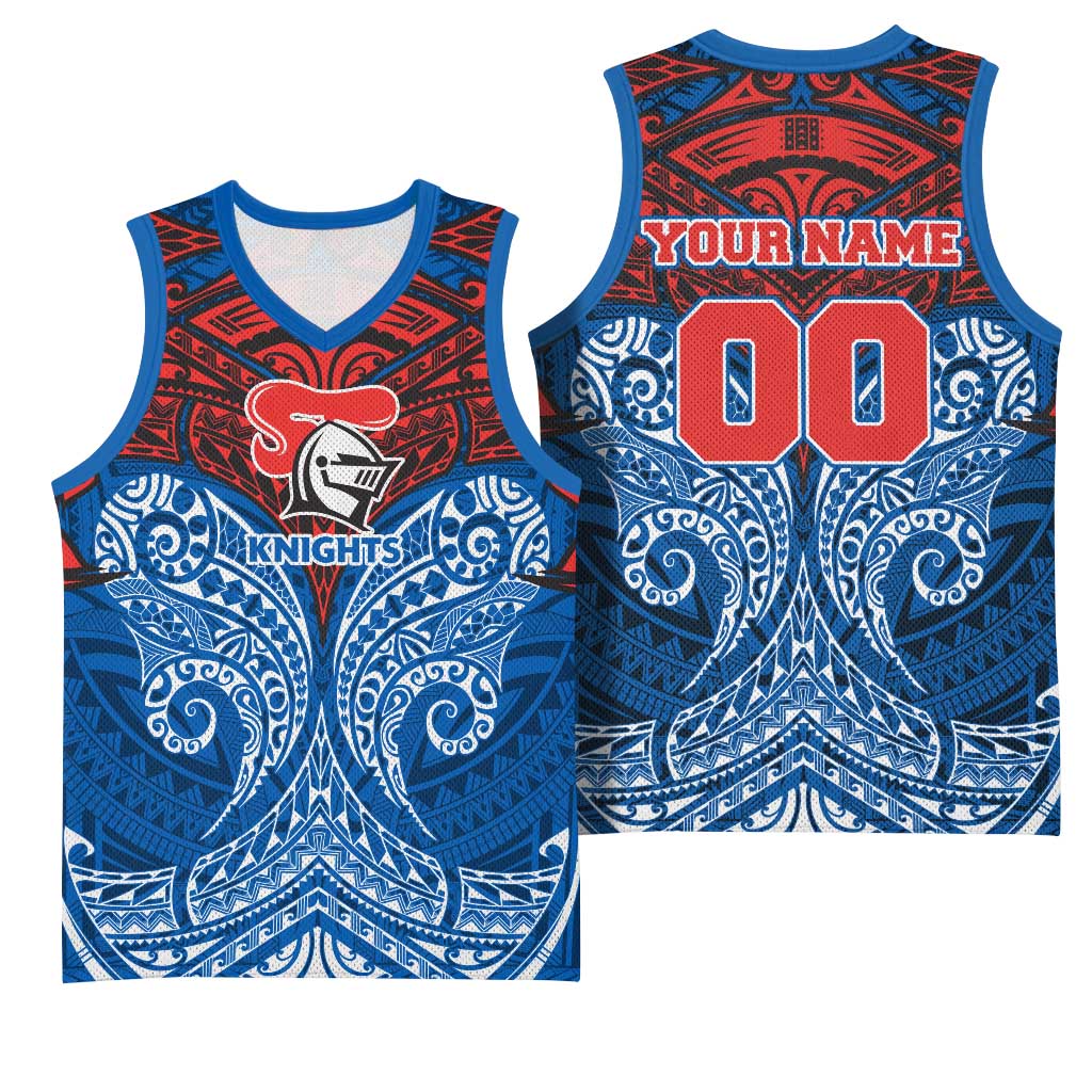 Personalized Newcastle Knights Basketball Jersey Polynesian Tribal Pattern Style