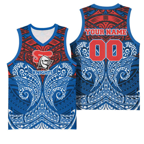 Personalized Newcastle Knights Basketball Jersey Polynesian Tribal Pattern Style