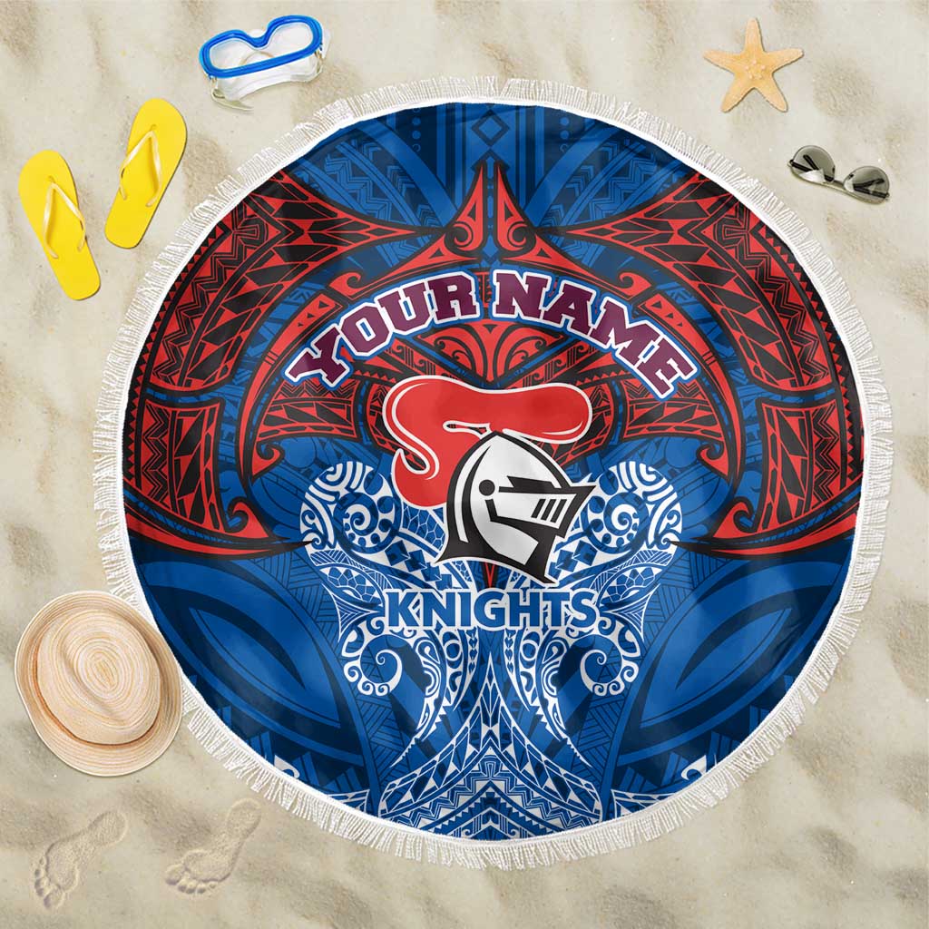 Personalized Newcastle Knights Beach Blanket Polynesian Tribal Pattern Style