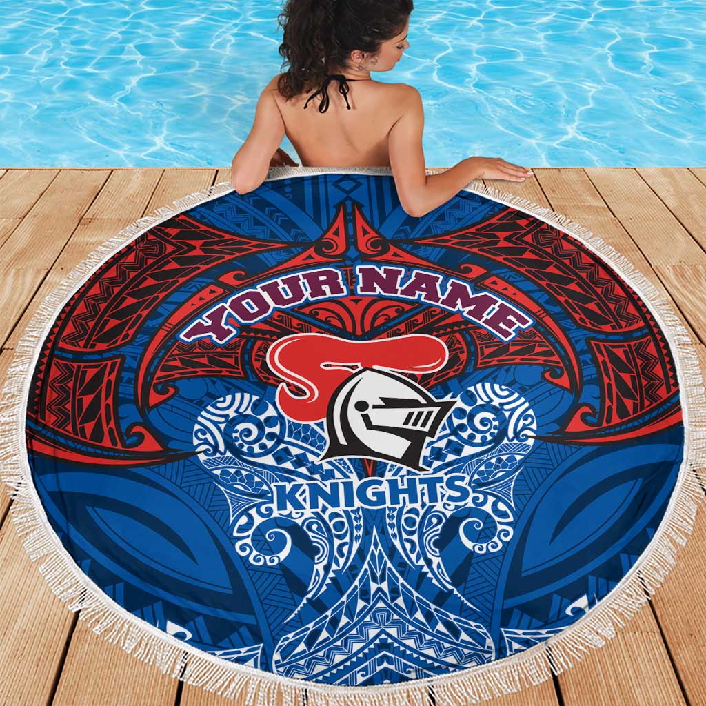 Personalized Newcastle Knights Beach Blanket Polynesian Tribal Pattern Style