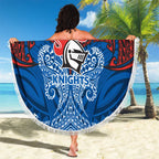 Personalized Newcastle Knights Beach Blanket Polynesian Tribal Pattern Style