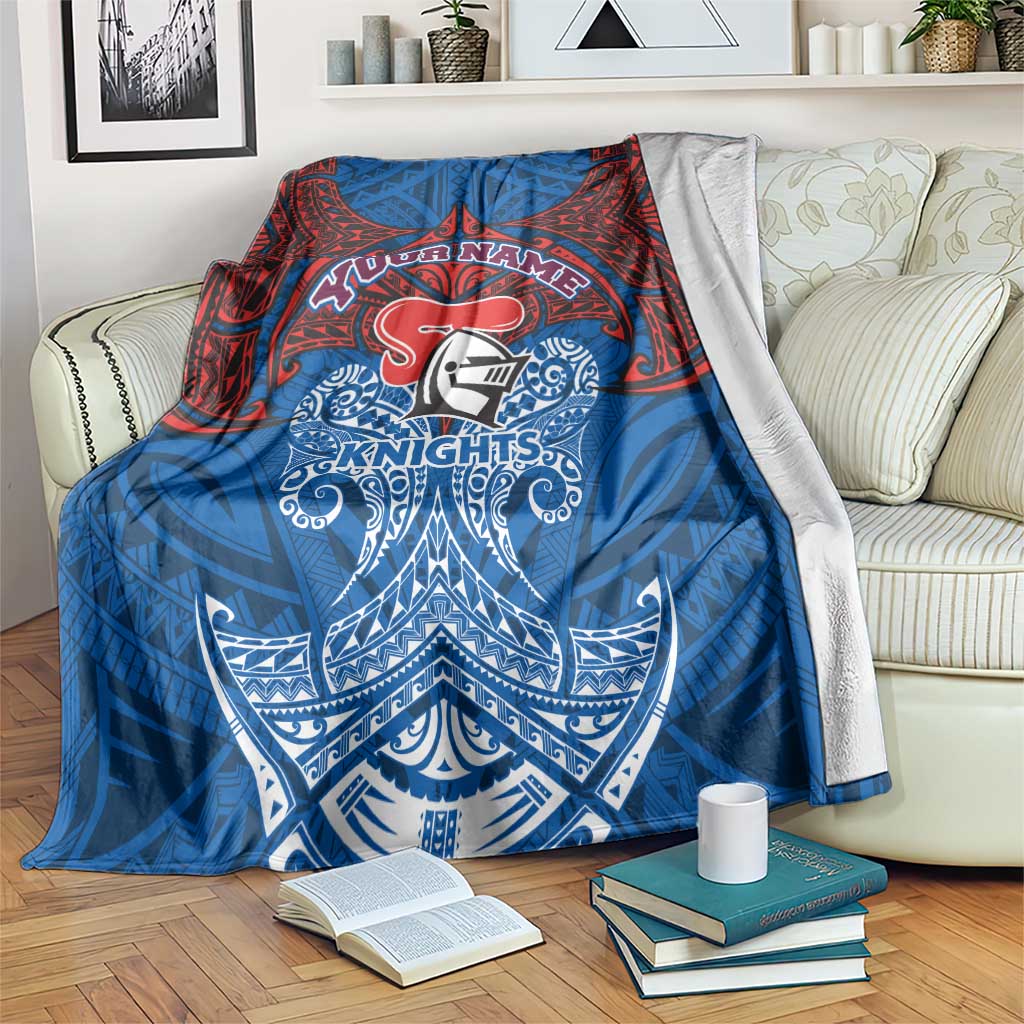 Personalized Newcastle Knights Blanket Polynesian Tribal Pattern Style