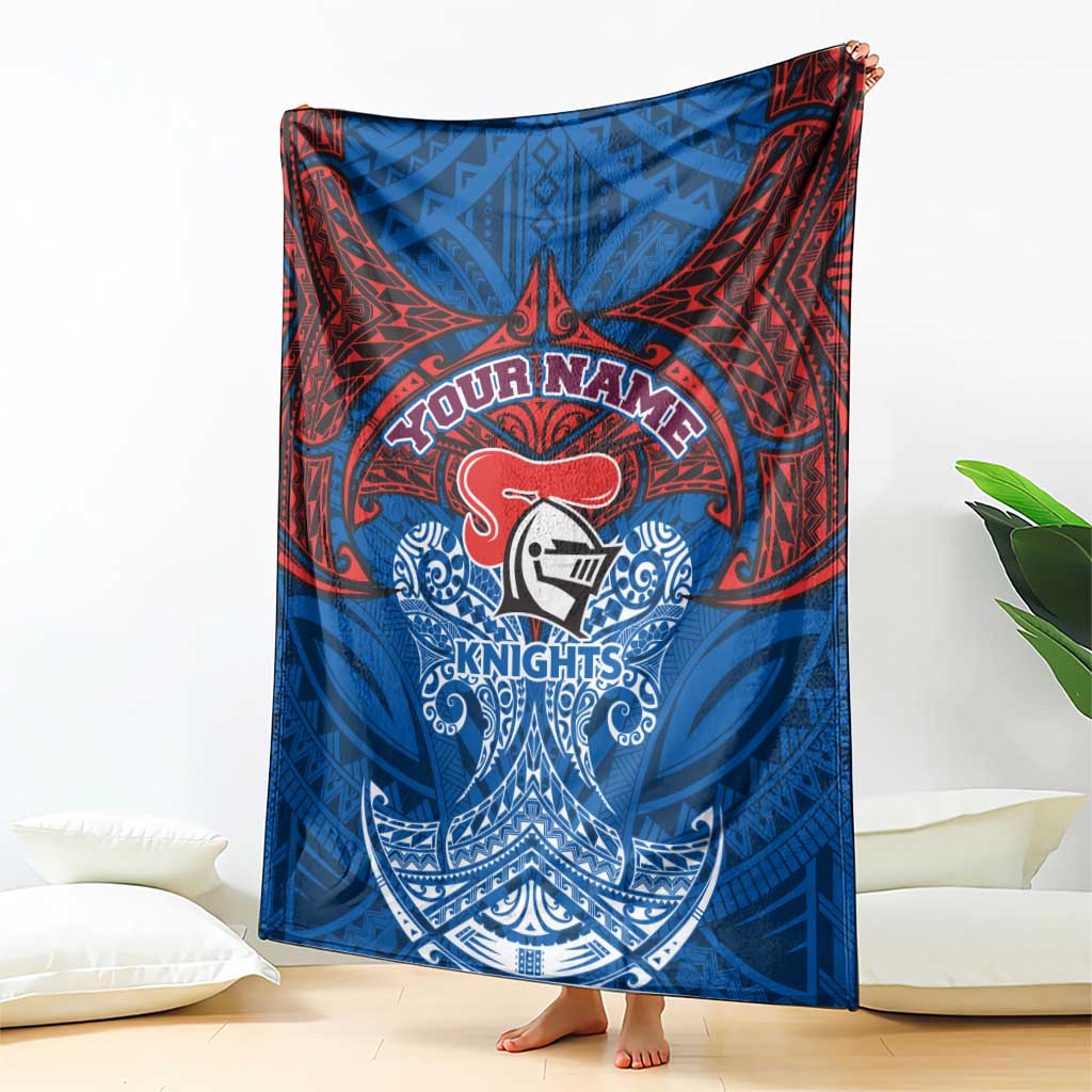Personalized Newcastle Knights Blanket Polynesian Tribal Pattern Style