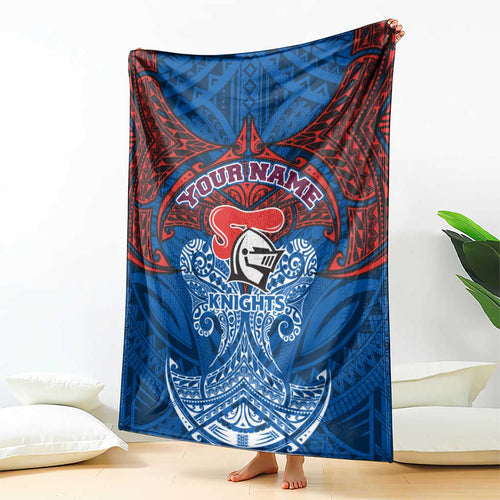Personalized Newcastle Knights Blanket Polynesian Tribal Pattern Style