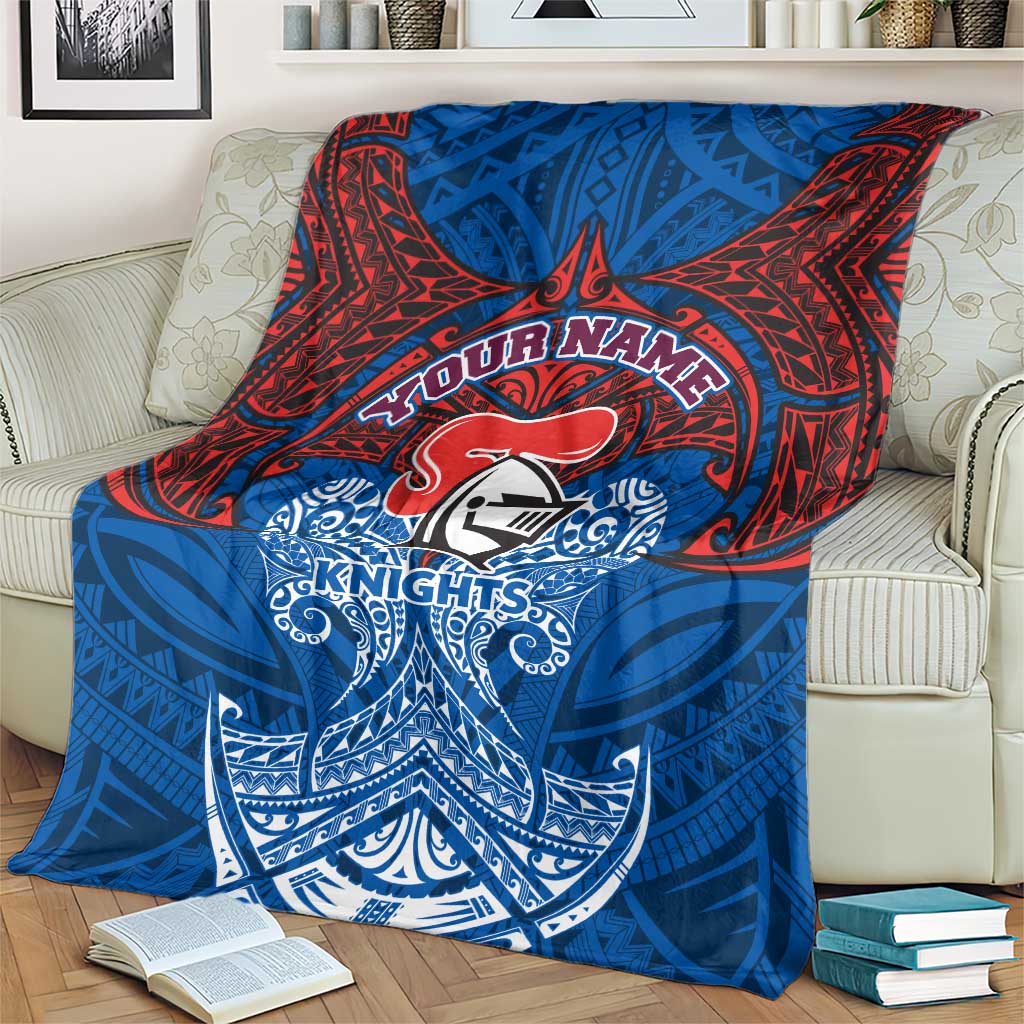 Personalized Newcastle Knights Blanket Polynesian Tribal Pattern Style