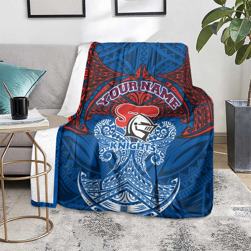 Personalized Newcastle Knights Blanket Polynesian Tribal Pattern Style