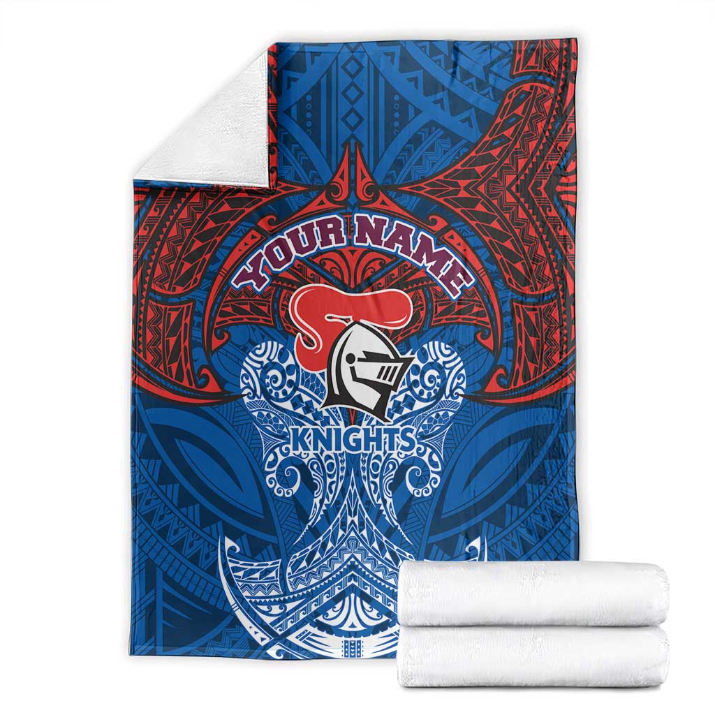 Personalized Newcastle Knights Blanket Polynesian Tribal Pattern Style