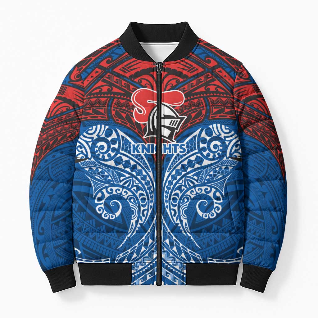 Personalized Newcastle Knights Bomber Puffer Jacket Polynesian Tribal Pattern Style