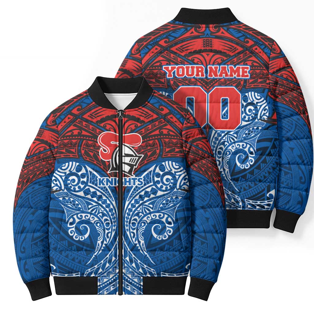 Personalized Newcastle Knights Bomber Puffer Jacket Polynesian Tribal Pattern Style