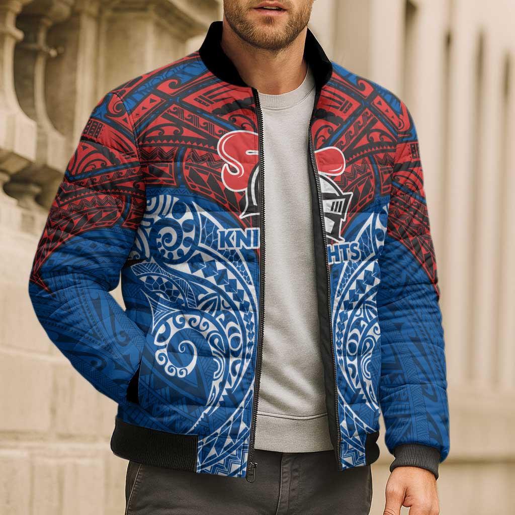 Personalized Newcastle Knights Bomber Puffer Jacket Polynesian Tribal Pattern Style