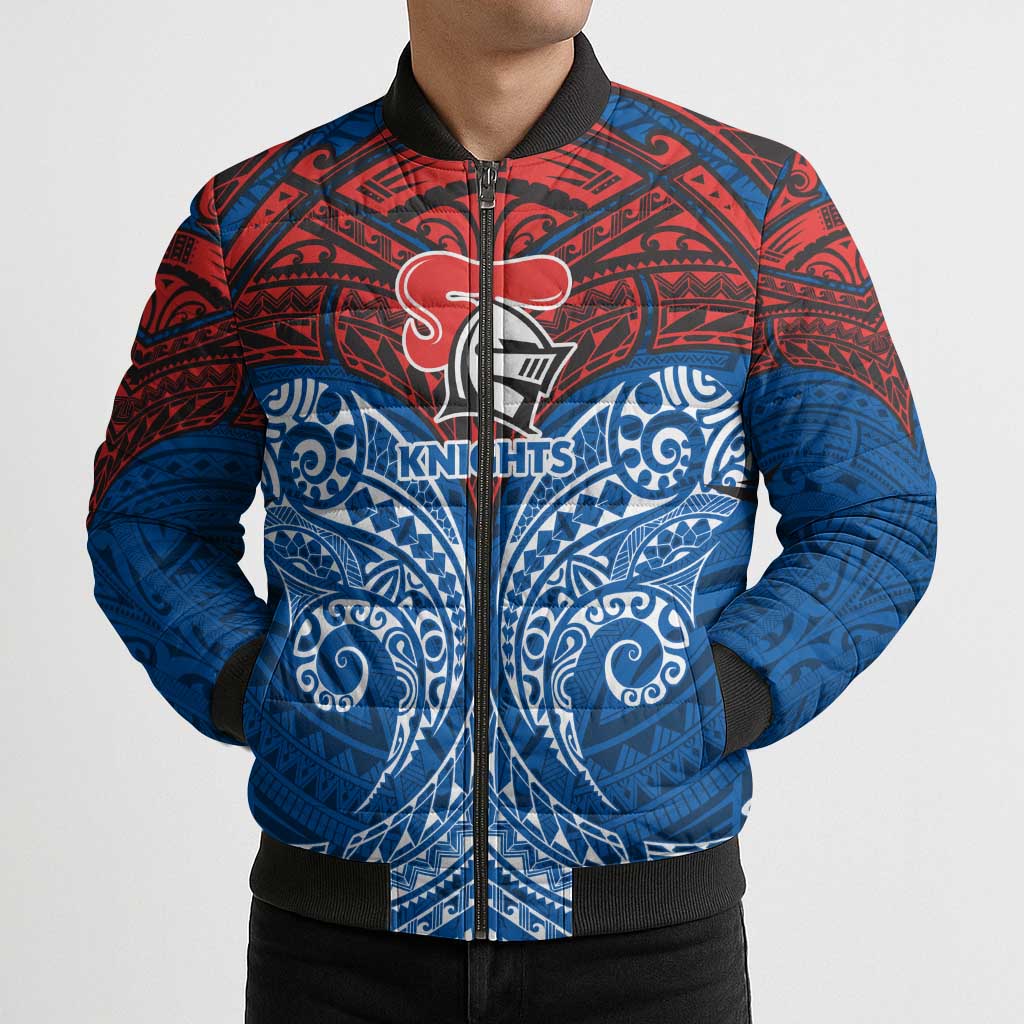 Personalized Newcastle Knights Bomber Puffer Jacket Polynesian Tribal Pattern Style