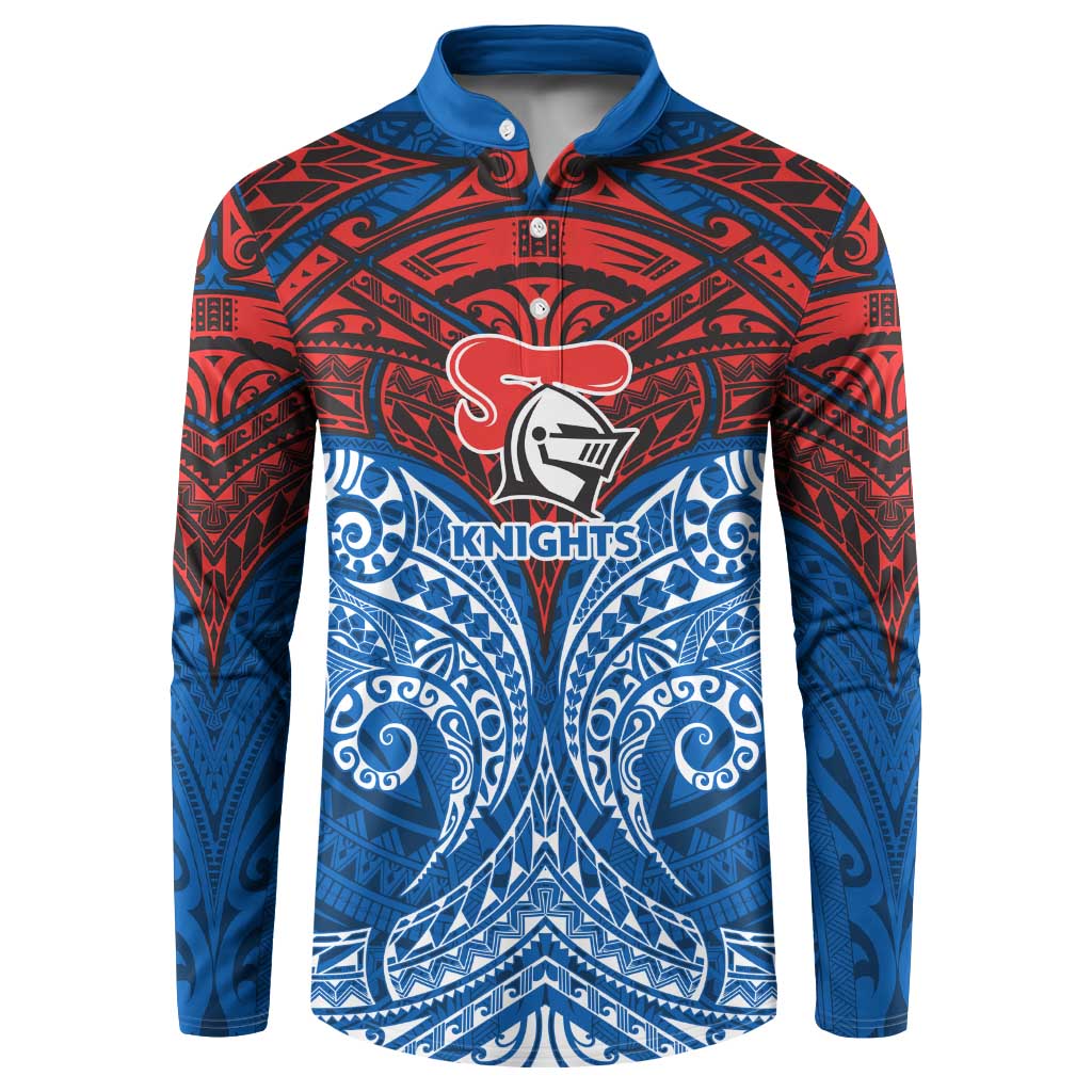 Personalized Newcastle Knights Button Sweatshirt Polynesian Tribal Pattern Style