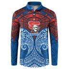 Personalized Newcastle Knights Button Sweatshirt Polynesian Tribal Pattern Style