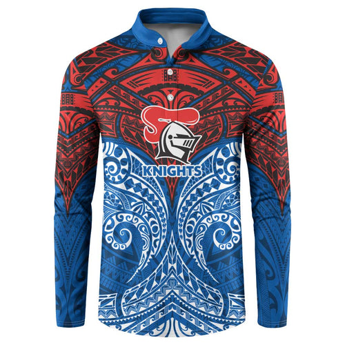 Personalized Newcastle Knights Button Sweatshirt Polynesian Tribal Pattern Style
