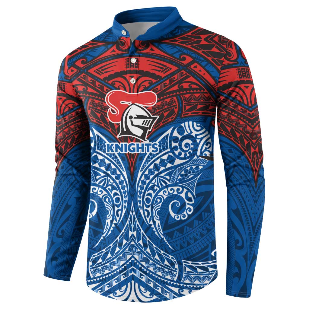 Personalized Newcastle Knights Button Sweatshirt Polynesian Tribal Pattern Style