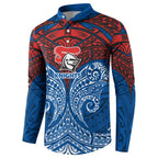 Personalized Newcastle Knights Button Sweatshirt Polynesian Tribal Pattern Style