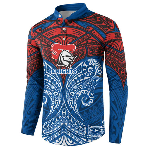 Personalized Newcastle Knights Button Sweatshirt Polynesian Tribal Pattern Style