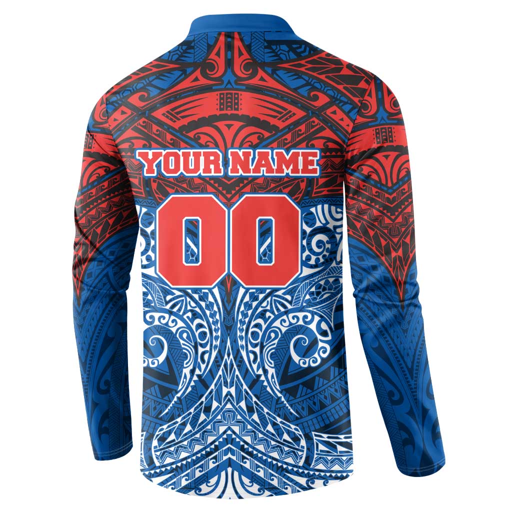 Personalized Newcastle Knights Button Sweatshirt Polynesian Tribal Pattern Style