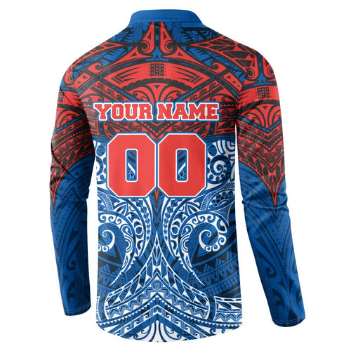 Personalized Newcastle Knights Button Sweatshirt Polynesian Tribal Pattern Style