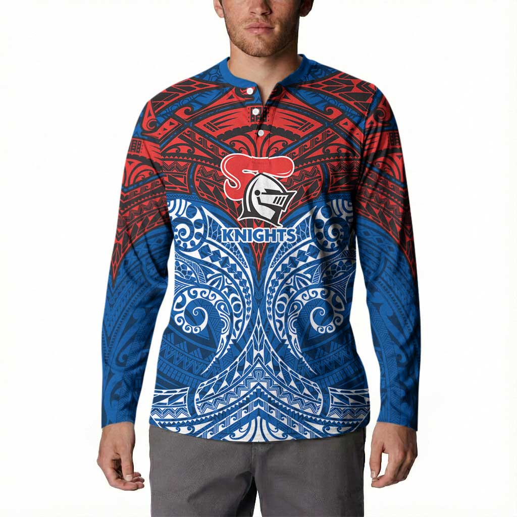 Personalized Newcastle Knights Button Sweatshirt Polynesian Tribal Pattern Style