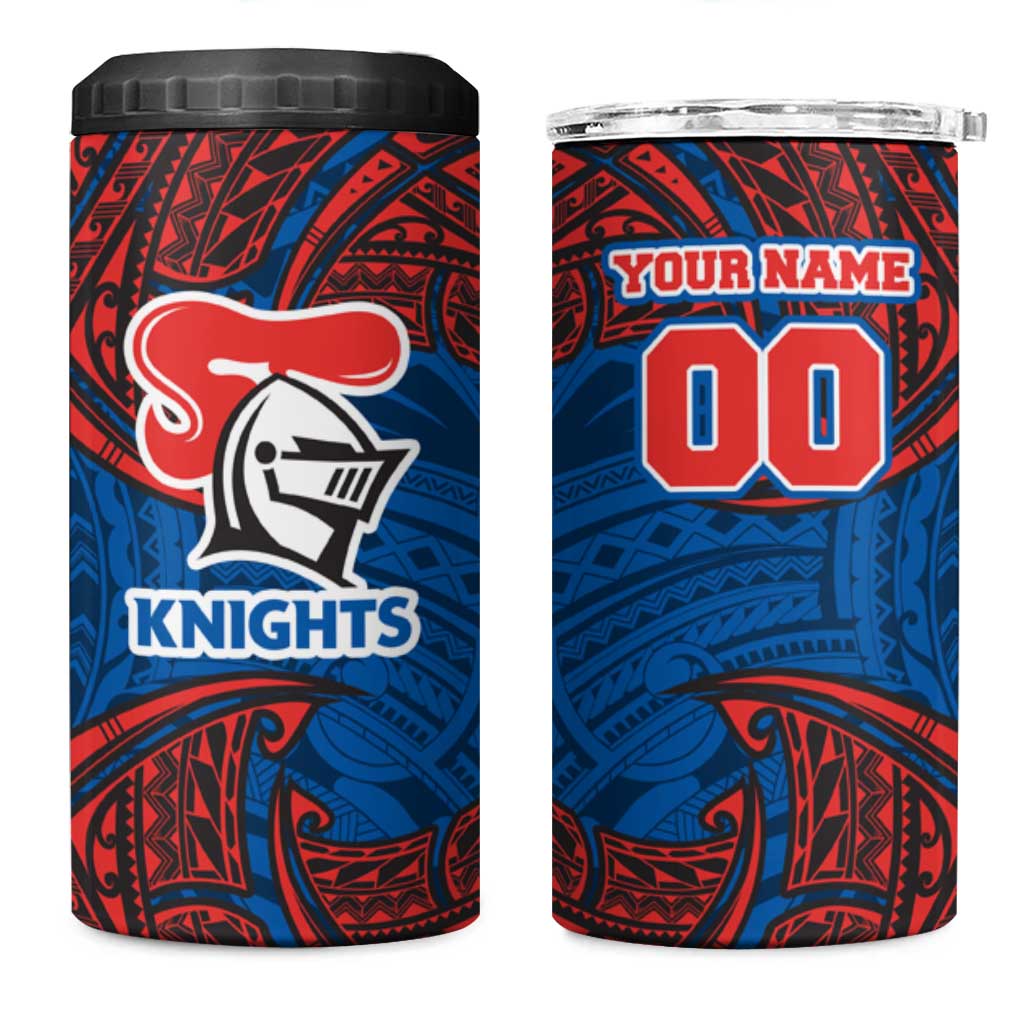 Personalized Newcastle Knights 4 in 1 Can Cooler Tumbler Polynesian Tribal Pattern Style
