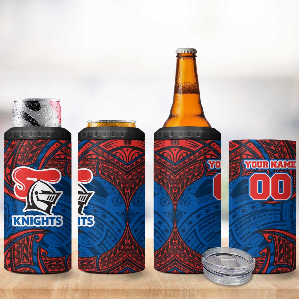 Personalized Newcastle Knights 4 in 1 Can Cooler Tumbler Polynesian Tribal Pattern Style