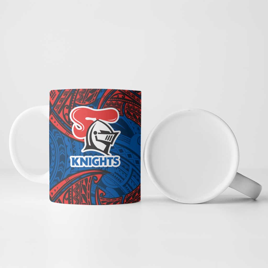Personalized Newcastle Knights Ceramic Mug Polynesian Tribal Pattern Style