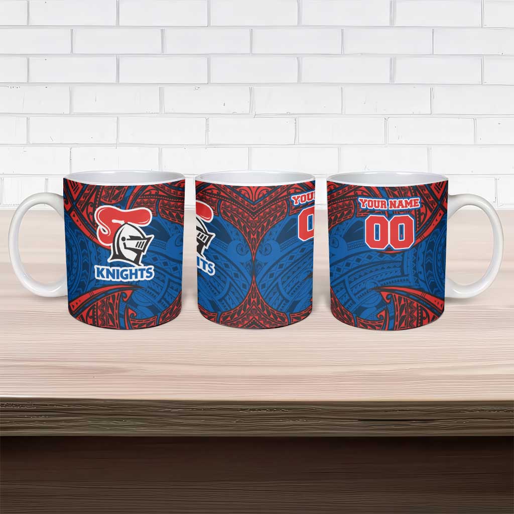 Personalized Newcastle Knights Ceramic Mug Polynesian Tribal Pattern Style