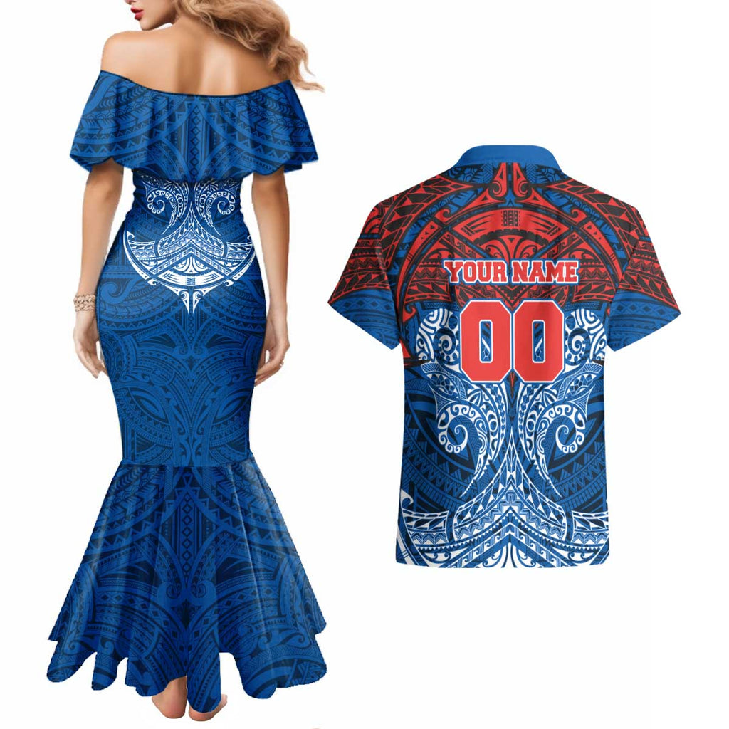Personalized Newcastle Knights Couples Matching Mermaid Dress and Hawaiian Shirt Polynesian Tribal Pattern Style