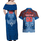 Personalized Newcastle Knights Couples Matching Off Shoulder Maxi Dress and Hawaiian Shirt Polynesian Tribal Pattern Style