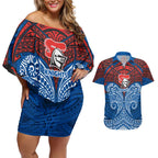 Personalized Newcastle Knights Couples Matching Off Shoulder Short Dress and Hawaiian Shirt Polynesian Tribal Pattern Style