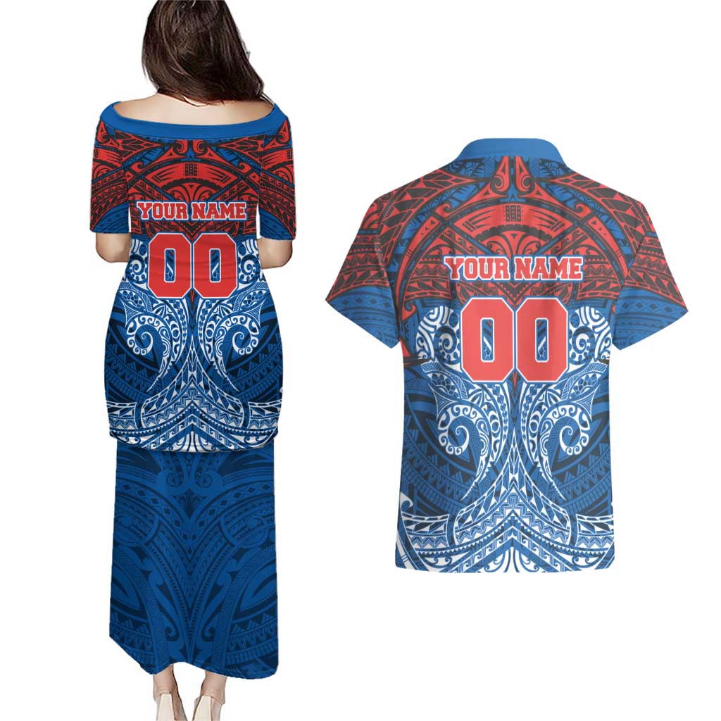Personalized Newcastle Knights Couples Matching Puletasi and Hawaiian Shirt Polynesian Tribal Pattern Style