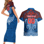 Personalized Newcastle Knights Couples Matching Short Sleeve Bodycon Dress and Hawaiian Shirt Polynesian Tribal Pattern Style