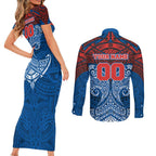 Personalized Newcastle Knights Couples Matching Short Sleeve Bodycon Dress and Long Sleeve Button Shirt Polynesian Tribal Pattern Style